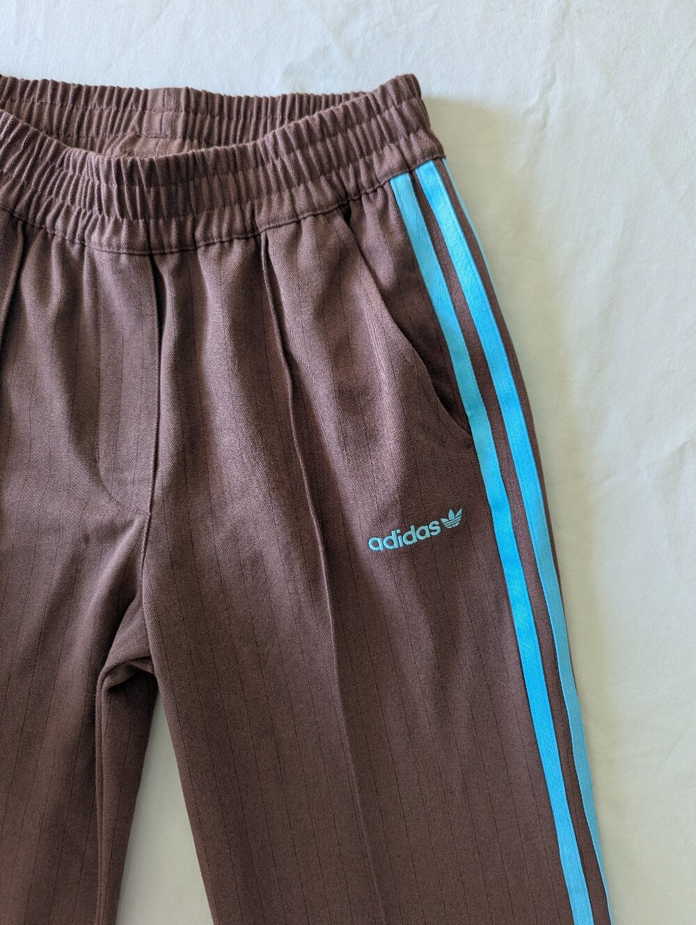 Adidas Originals Tailored Track Pants In Auburn With Blue Stripes - Picture 7 of 14